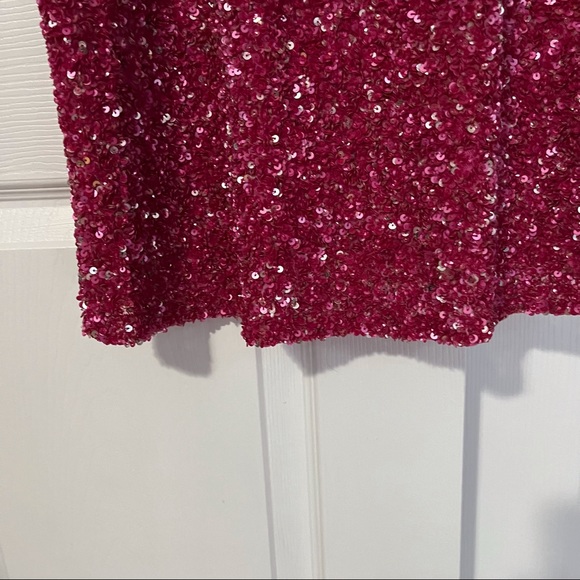 THEIA PINK SEQUINNED SLEEVELESS DRESS - Picture 7 of 14